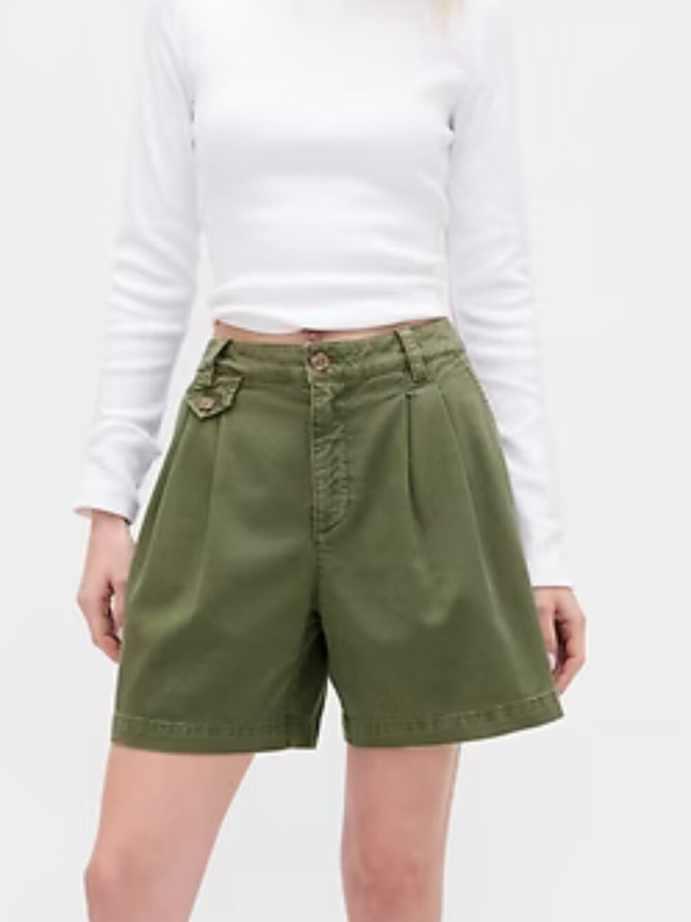 GAP Olive Green 6" Mid Rise Twill Pleated Trouser Shorts/NWT/10